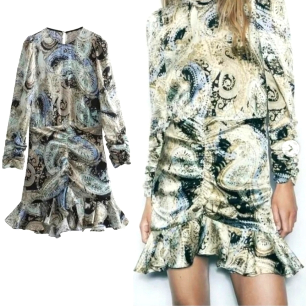 Zara NWT Size L Paisley Dress